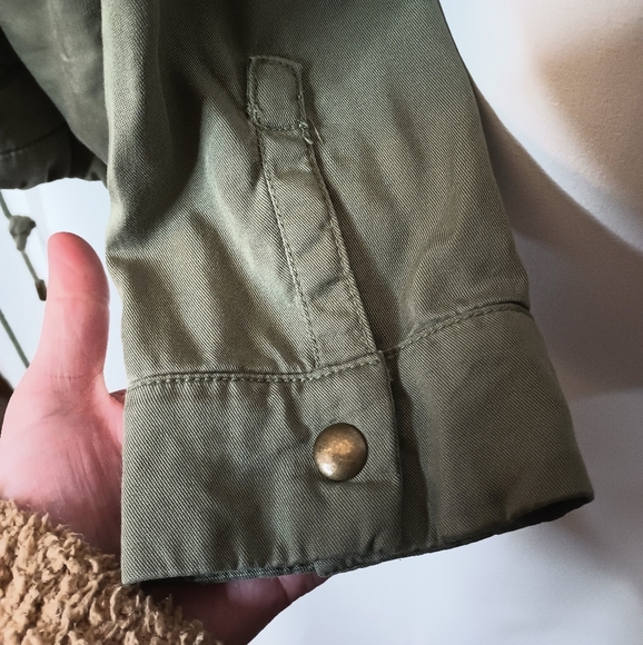 Gap Tencel Lyocell Olive Green Bomber Jacket Womens XL Snap Cinced Grunge - Picture 8 of 15